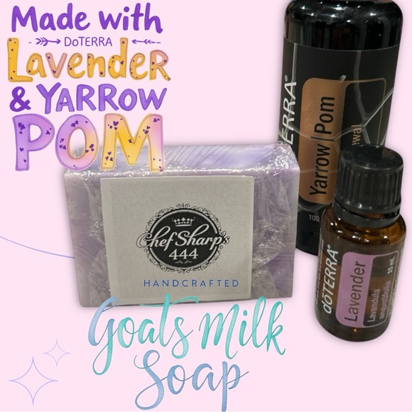 Goats Milk Soap Handcrafted by me with Do TERRA  Lavender & Yarrow Pom - Picture 1 of 5